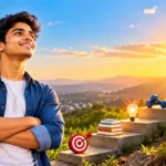 ఆత్మవిశ్వాసంతో విజయ లక్ష్యం వైపు చూస్తున్న యువకుడు